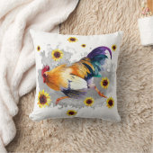 ひまわり水彩アート装飾用クッション付き鶏 クッション (ブランケット)