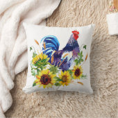 ひまわり水彩アート装飾用クッション付き鶏 クッション (ブランケット)