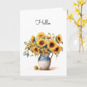 ひまわり水彩イラストレーション挨拶 カード (黄色い花)
