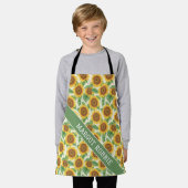 ひまわり水彩カラフルパーソナライズされた模様 エプロン (着用した状態)