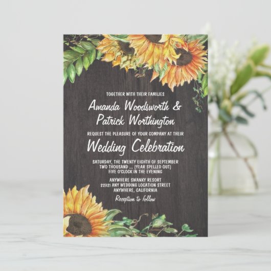 ひまわり水彩カントリーウェディング招待状 招待状 (スタンド正面)