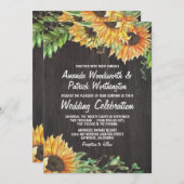 ひまわり水彩カントリーウェディング招待状 招待状 (正面/裏面)