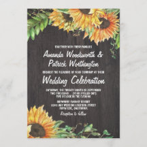ひまわり水彩カントリーウェディング招待状
