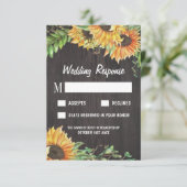 ひまわり水彩カントリーウェディングRSVPカード 出欠カード (スタンド正面)