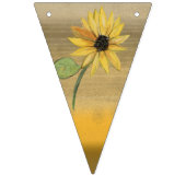 ひまわり水彩ガール誕生日 バンティングフラッグ (第1の旗)
