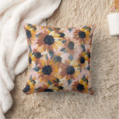ひまわり水彩デザイン クッション (ブランケット)