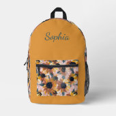 ひまわり水彩デザイン プリントバックパック (正面)