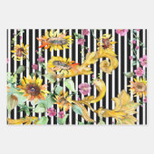 ひまわり水彩デザイン ラッピングペーパーシート (正面3)