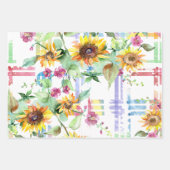 ひまわり水彩デザイン ラッピングペーパーシート (正面)