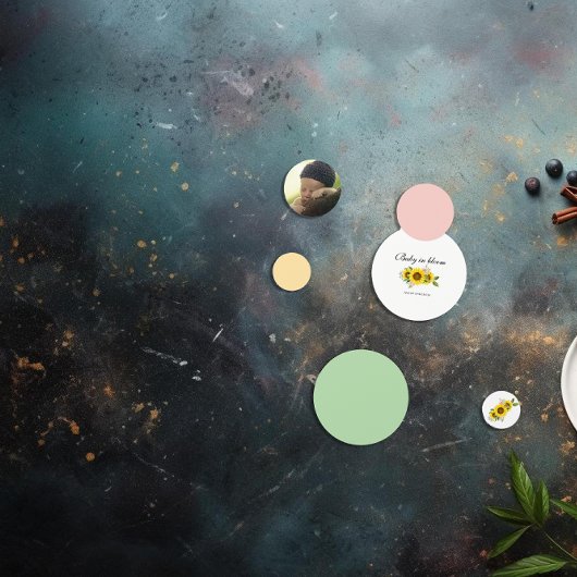 ひまわり水彩ピンクフローラベビーシャワー コンフェッティ