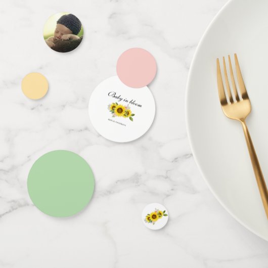 ひまわり水彩ピンクフローラベビーシャワー コンフェッティ (グループ)