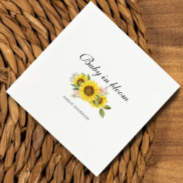 ひまわり水彩ピンクフローラベビーシャワー スタンダードカクテルナプキン