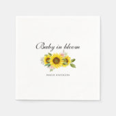 ひまわり水彩ピンクフローラベビーシャワー スタンダードカクテルナプキン (正面)