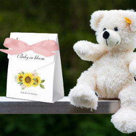 ひまわり水彩ピンクフローラベビーシャワー フェイバーボックス