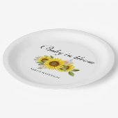 ひまわり水彩ピンクフローラベビーシャワー ペーパープレート (アングル)