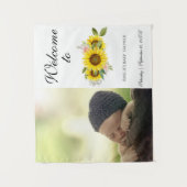 ひまわり水彩ピンクフローラ写真ベビー タペストリー (正面)