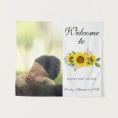 ひまわり水彩ピンクフローラ写真ベビー タペストリー (正面(横))