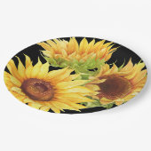 ひまわり水彩フラワーイエローブラック紙Pl ペーパープレート (アングル)