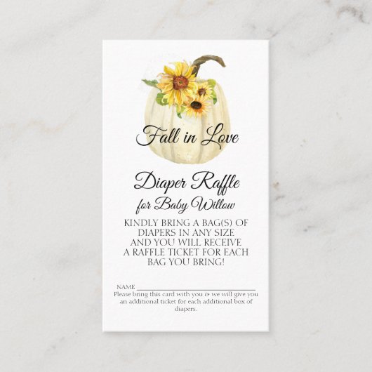 ひまわり水彩フローラかぼちゃおむつラッフル 名刺 (正面)