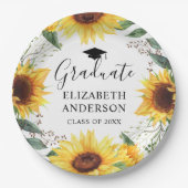 ひまわり水彩フローラクラスパーティー ペーパープレート (正面)