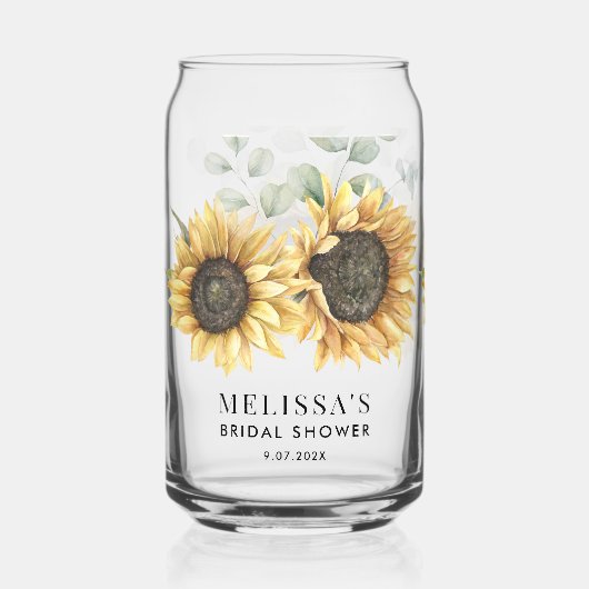ひまわり水彩フローラブライダルシャワーカスタム ガラス缶 (正面)