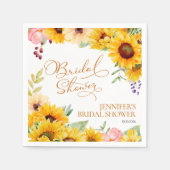 ひまわり水彩フローラブライダルシャワー スタンダードカクテルナプキン (正面)