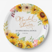 ひまわり水彩フローラブライダルシャワー ペーパープレート (正面)