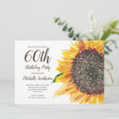 ひまわり水彩フローラホワイト60誕生日 招待状 (スタンド正面)