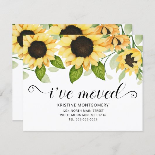 ひまわり水彩フローラ予算の移動カード (正面/裏面)