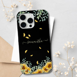 ひまわり水彩フローラ植物台本名 iPhone 15 PRO MAXケース