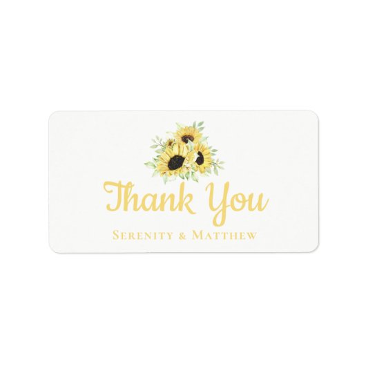 ひまわり水彩フローラ結婚の皆様へ ラベル (正面)