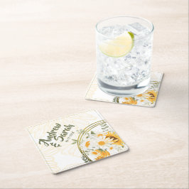 ひまわり水彩フローラ スクエアペーパーコースター