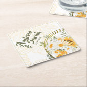 ひまわり水彩フローラ スクエアペーパーコースター (アングル)