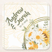 ひまわり水彩フローラ スクエアペーパーコースター (正面)