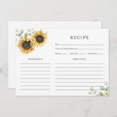 ひまわり水彩ブライダルシャワーレシピカード エンクロージャーカード (正面/裏面)