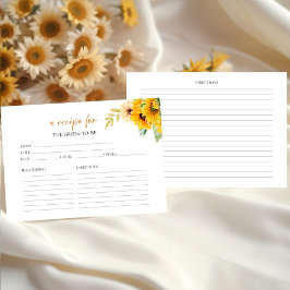 ひまわり水彩ブライダルシャワーレシピカード 招待状