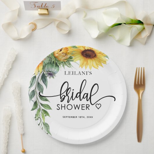 ひまわり水彩ブライダルシャワー紙プレート ペーパープレート (ウェディング)