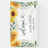 ひまわり水彩ベビーシャワーバナー 横断幕 (縦)