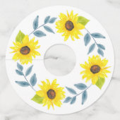 ひまわり水彩リース ワイングラスタグ (正面)