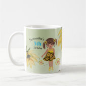 ひまわり水彩五番目の女の子誕生日 マグカップ (左)