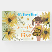 ひまわり水彩五番目の女の子誕生日 横断幕 (横)