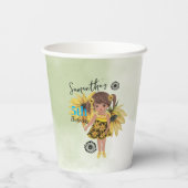 ひまわり水彩五番目の女の子誕生日 紙コップ (裏面)