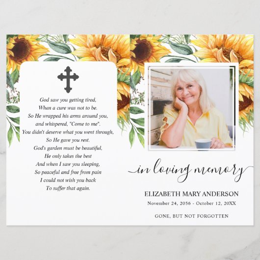 ひまわり水彩写真葬式プログラム (正面)