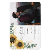 ひまわり水彩写真 セーブ・ザ・デート マグネット (縦)