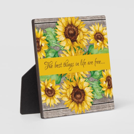 ひまわり水彩勇気付けられるプラーク フォトプラーク (正面)