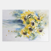 ひまわり水彩包み紙シート ラッピングペーパーシート (正面3)