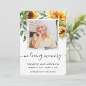 ひまわり水彩悔やみや弔慰葬儀祈りの言葉カード サンキューカード (スタンド正面)