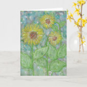 ひまわり水彩折り畳みグリーティングカード カード (黄色い花)