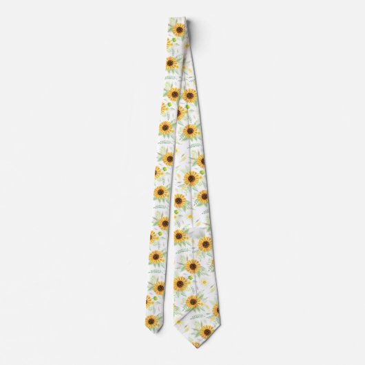 ひまわり水彩模様 ネクタイ (裏面)