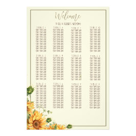 ひまわり水彩結婚シーティングチャートプリント フォトプリント           